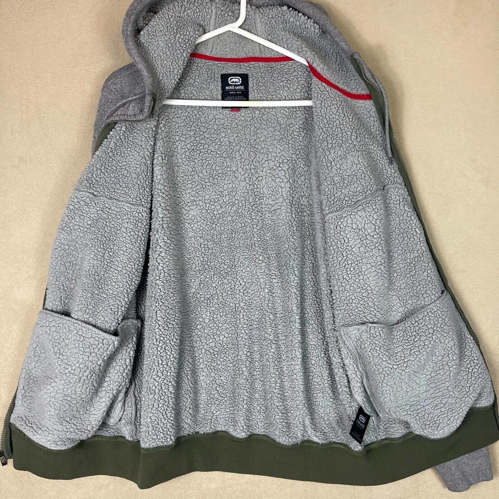 Ecko Unltd Hoodie Jacket Adult Large Gray/Camo Heavyweight Full Zip Mens - Picture 12 of 13